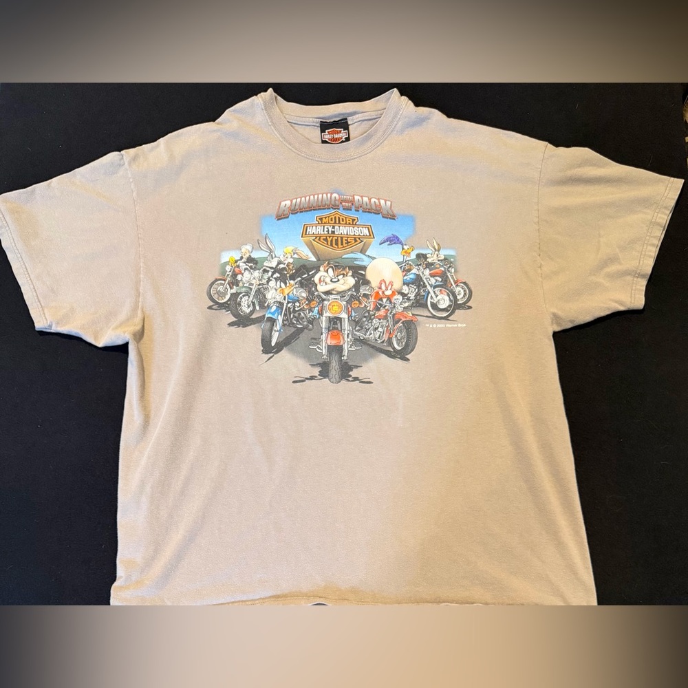 Harley Davidson Looney Tunes 2000 Men's Sz 2XL Running With The Pack T-Shirt Vtg